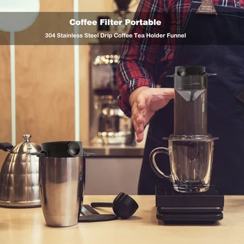 Składana Wielokrotnego Użytku Filtry Do Kawy Ze Stali Nierdzewnej Straty Kawy Lejek Do Kawy Mini Ekspres Do Kawy, Sprzęt Kuchenny Kawa Wystrój
