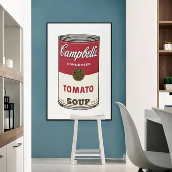Streszczenie Sztuka Andy Warhol Zupa pomidorowa Plakat i Drukowanie Pop-Art na Ścianie Płótno Malarstwo Dekoracyjne Obraz Do Salonu Wystrój Domu