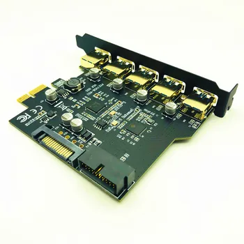 Super Speed PCI-E to USB 3.0 19-Pin 5-portowy Adapter PCI Express Karty Rozszerzeń SATA 15Pin Złącze z płyty CD-ROM Sterownika do KOMPUTERA stacjonarnego