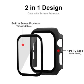 Szkło+Etui dla Apple Watch Serie 6 5 432 SE 38 mm 40 mm mc Case 42 mm 44 mm zderzak screen Protector+Pokrywa Apple watch Accessorie