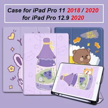 Tabelt Etui do ipada Pro 11 12.9 2020 Z Uchwytem na Ołówek Skórzany Składany Inteligentne Etui Pokrowiec dla iPad Pro 11 Cali 2018