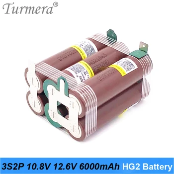 Turmera 18650 hg2 3000mAh battery 20A 12.6 V to 25.2 V for przez screwdriver battery soldering strip 3S 4S 5S 6S battery pack customize