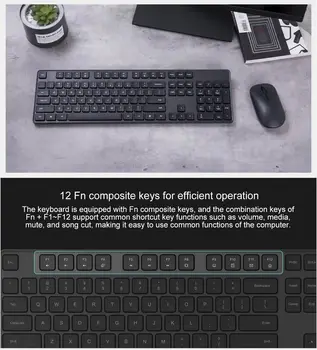 Xiaomi Wireless Keyboard & Mouse Set 2.4 GHz Portable Multimedia 1000DPi Mi Mouse Keyboard Combo Notebook Laptop Do pracy biurowej