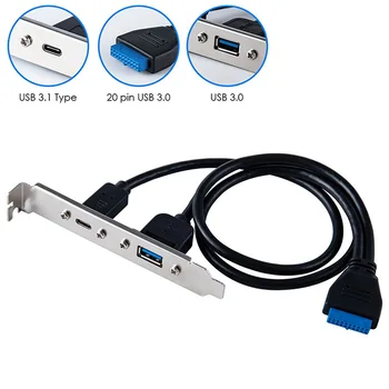 XT-XINTE PCI Card PCIL to USB 3.0 + USB3.1 Type-C Expansion Bracket 20Pin Panel Mount Cable for PC Computer