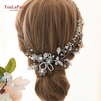 YouLaPan HP07 ślubne włosów Winorośli ślubne perły opaska sprzedaż ślubne opaska na głowę dla kobiet moda Kryształ włosów kok