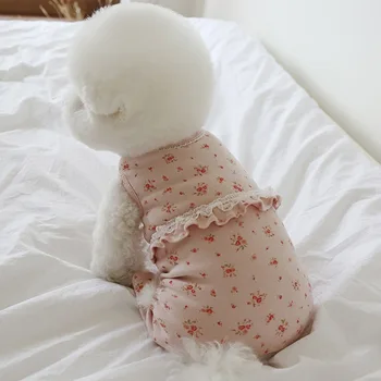 Ładny Mały Kwiat Jednoczęściowy dwunożny Odzież Wygodna Pies Domowy Serwis Zwierzę Ciepłe Ubrania Koreańskiej Jesień Małe Psy Dziewczyna