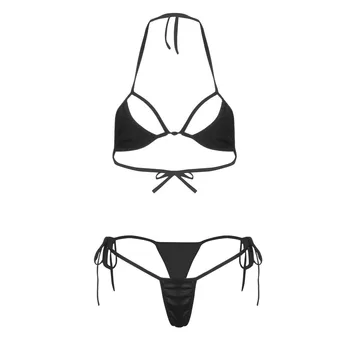 Bandaż Bikini 2021 Seksowny Strój Kąpielowy Koronki Strój Kapielowy Push Up, Kostium Kąpielowy Czarny Strój Kąpielowy Brazylijski Mikro Plaża Biquini - 