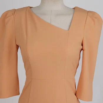 Biuro Lady Dress 2021 Letnia Moda Asymetryczna Gryf Prosty Gęsty Góra I Luźny Dół Temperament Elegancka Sukienka Kobiety - 