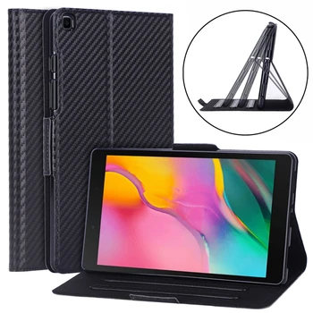 Carbon Fiber Wzór PU Book Flip Cover Case for Samsung Galaxy Tab A 8.0 SM-T290 T295 T297 T290 2019 Tablet Adjustable - 