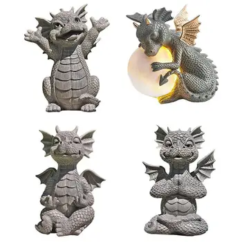 Baby Dragon Ogród Rzeźby Dekoracje Urocze Joga Smok Żywicy Pomnik Główny Odkryty Dekoracje Ozdoby Pacific Giftware - 