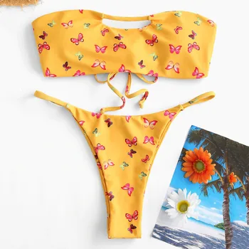 Bikini 2021 Kobiety Z Dwóch Części Motyl strój Kąpielowy Kobiety druku split Zestawy Plus Rozmiar stroje Kąpielowe strój Kąpielowy Bikini Mikro stroje Kąpielowe - 