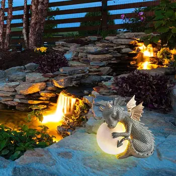 Baby Dragon Ogród Rzeźby Dekoracje Urocze Joga Smok Żywicy Pomnik Główny Odkryty Dekoracje Ozdoby Pacific Giftware - 
