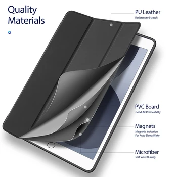 Dla iPad 10.2 2020 Potrójne Etui Dux Ducis Klapki Skóra syntetyczna + Miękki TPU Smart Sleep Tylna Pokrywa z Uchwytem na Ołówek Oddychająca - 